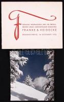 1936 Dr. Csörgeő Tibor (1869-1868): Téli tájkép. Vintage fotó. pecséttel jelezve, 14x13 cm; + Hozzáadva a Rolleiflex üdvözlőkártyát, amelyen a képet illusztrációként felhasználták, 17,5x13,5 cm