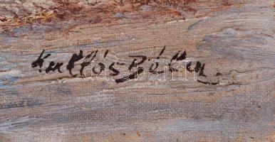 Kallós Béla: 2 db tájkép, egyik szakadt vászonnal, jelzett, olaj, vászon, 20×30 cm (2×)