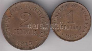 Portugália 1918. 1c Br + 2c Br T:2 Portugal 1918. 1 centavo + 2 centavos C:XF