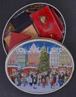 Vegyes numizmatika tétel fém- és ezüstpénzekkel, emlékérmekkel, jelvényekkel és szocialista kitüntetésekkel ovális fémdobozban T:vegyes