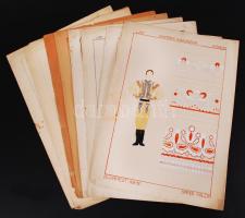 Sárdi Hildegárd: Népművészeti díszítőelemek gyűjtés 8 db kézzel rajzolt tábla 43x30 cm