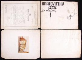 1930-1940 4db fekete-fotó reklámgrafikája üzletekről, szolgáltatásokról. (Ezekből készültek a mozikb...