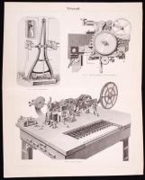 Cca 1890 A Meyers Konv. Lexikon 13 db dupla oldalas illusztrációja, különféle gépekről, műszaki bere...