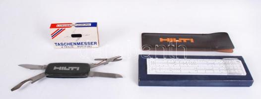 Hilti logarléc és bicska, eredeti tokjukban, h: 8-12 cm