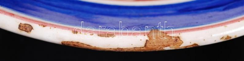 XIX. sz Isten hozott Mari feliratos jelzett miskolci kerámia tányér, kézzel festett (korának megfele...