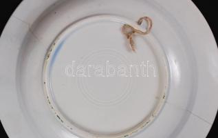 XIX. sz vége  Kerámia tányér, kézzel festett (korának megfelelő állapotban, két repedéssel) d: 20 cm