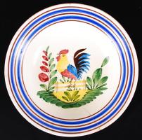 XIX. sz vége Bélapátfalva benyomott jelzéses kerámia tányér, kézzel festett (korának megfelelő állapotban) d: 20 cm