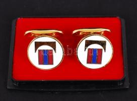 Norvég mandzsettagomb és réz nyakkendőtű és mandzsettagomb bársony tokban