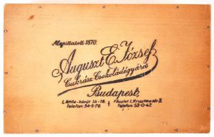 Auguszt E. József cukrász fa doboz, 16×10 cm