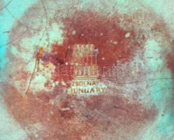 Zsolnay "100 éves a ganz villamossági művek" plakett, eozin mázas, 9×14 cm