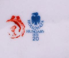 Hollóházi virágokkal és madárral díszített nagyméretű porcelán váza, jelzett, matricás, hibátlan, m:...