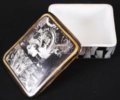 Szász Endre által tervezett Hollóházi jelzett porcelán ékszeres doboz hibátlan állapotban / Faces de...