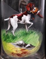 Ón fedeles üveg korsó kézzel festett vadász jelnettel / Hand painted hunter scene on jar