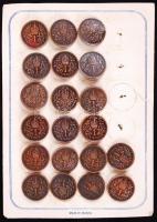 cca 1910 20 db osztrák 1 koronásokat ábrázoló régi fémgomb / Buttons depicting 1 Corona coins