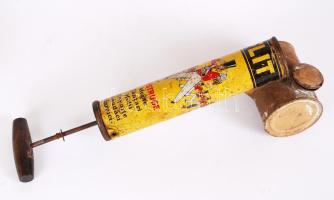 Flit márkájú régi rovarirtó, visletes állapotban, h:27 cm