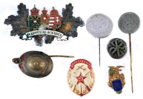 7db különböző jelvény, közte "Giornata delle due croci" + "Sztálin 1949" Al jelvény, "Bendarmerie in Serbien" zománcozott jelvény T:vegyes