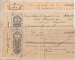 Győr 1905. 5k 55f + Dunaszekcső 1916. 100K + Budapest 1941. 2200P értékű váltó T:III