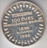 Fritz Mihály (1947-) 1996. "A Tungsram 100 éves fennállásának emlékére" ezüstözött ffém em...