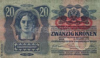 1913. 20K piros "Deutschösterreich" felülbélyegzéssel T:III