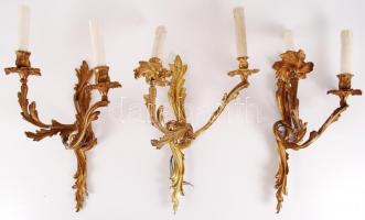 3 db szép sárgaréz falikar  / Chandeliers 45 cm