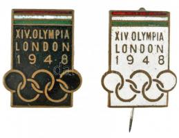 1948. XIV. Olimpia London 2db klf zománcozott jelvény, egyik fekete, másik fehér alapon T:2