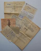 7 db hivatalos nyugta, díjkötelezvény, egyéb irat