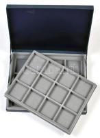 Éremtartó kazetta 1 kivehető tálcával, összesen 24 férőhellyel újszerű állapotban, kék színű