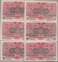 1916. 1K "Deutschösterreich" felülbélyegzéssel (6x) T:I-