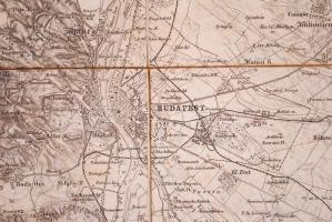 1880 Budapest és környéke vászon térkép / Canvas map 40x28 cm