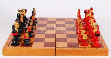 Szovjet népies fa sakk készlet, 40×40 cm
