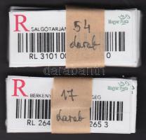 Nógrád megyei települések postáinak vonalkódos ragjegyei, összesen 71 db, benne kis postamesterségek, tanposta, fiókposta ragjegyei