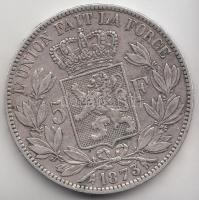 Belgium 1873. 5Fr Ag "II. Lipót" T:2-
Belgium 1873. 5 Francs Ag "Leopold II" C:V...