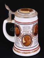 BMF hadvezéres német söröskorsó, fém fedővel, jelzett, matricás, hibátlan, m:16 cm