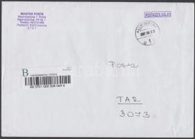 2 db postaszolgálati ragjegyes boríték értékküldeményekről "B" ill. "E" ragjeggy...