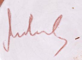 Iparművész nagy váza, jelzett, apró lepattanás a peremen, mázas kerámia, m:32 cm