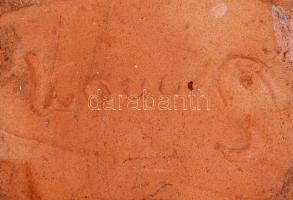 Jelzett art deco mázas kerámia figura, apró lepattanással a kalapon, m:11 cm