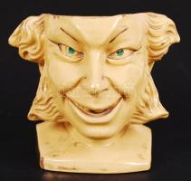 Jelzett art deco vigyorgó fejű kínáló?, hibátlan, m:12 cm
