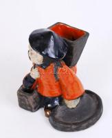 Gara kerámia, figurális írószertartó, mázas kerámia, jelzett, apró hibákkal, m:15 cm, h:15 cm