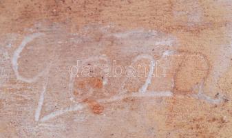 Gara kerámia, figurális írószertartó, mázas kerámia, jelzett, apró hibákkal, m:15 cm, h:15 cm