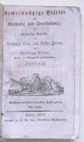 1837 Gemeinnützige Blätter zur Belehrung und Unterhaltung. Buda, I. félév. Korabeli papírkötésben, g...