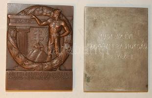1927. "Pénzintézeti Sportegyletek Szövetsége" bronz + ezüstözött bronz szögletes plakettek...