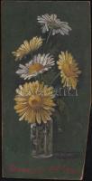 Flower, WWI Feldpost, handmade wooden card