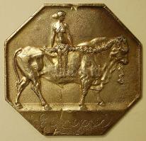 Ausztria "Europa" szögletes nagyalakú, később ezüstözött fém plakett, Szign: Weinberger T:3 vágásnyom ,ph.