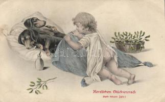 New Year, dogs with child (EK)