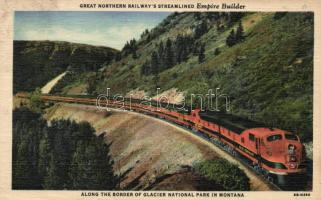 Glacier National Park in Montana, Great Northern railway's streamlined, Empired Builder (EK)