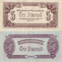 1944. 5P (2x) egyiknél alapszínhiány + ékezethiányok T:II