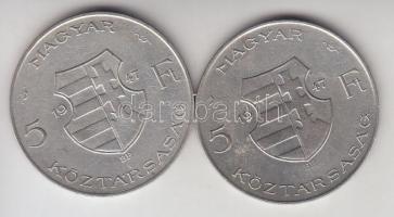 1947. 5Ft Ag "Kossuth" (2x) T:2-,3