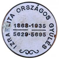 1935. "Izraelita Országos Gyűlés" zománcozott Br jelvény tű nélkül T:2-