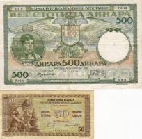 Jugoszlávia 1935. 500D T:II + 1945. 50D T:II