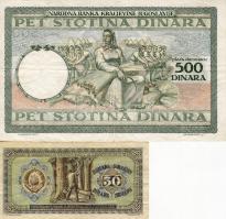 Jugoszlávia 1935. 500D T:II + 1945. 50D T:II